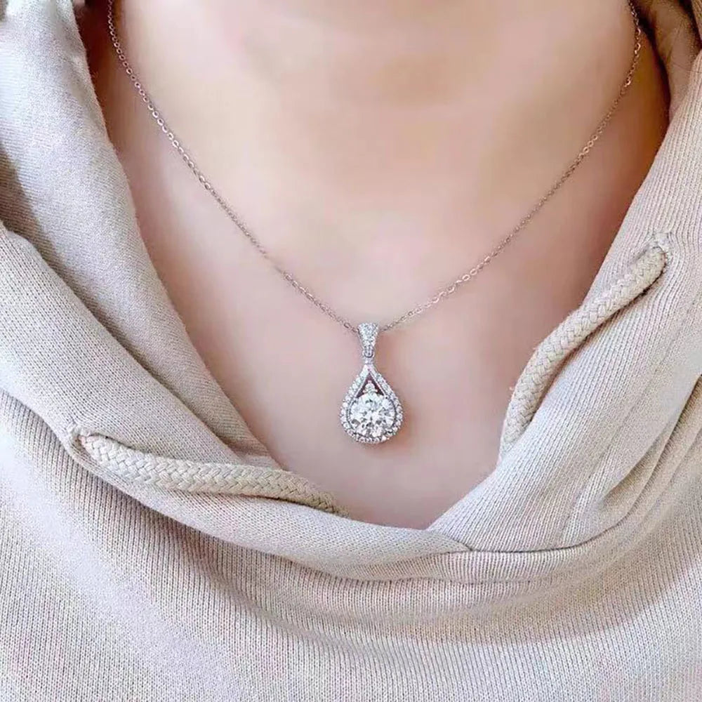 Serenity Real D Color 5ct Big Moissanite Necklace For Women Gift S925 Sterling Silver Water Drop Pendant Necklace Fine Jewelry