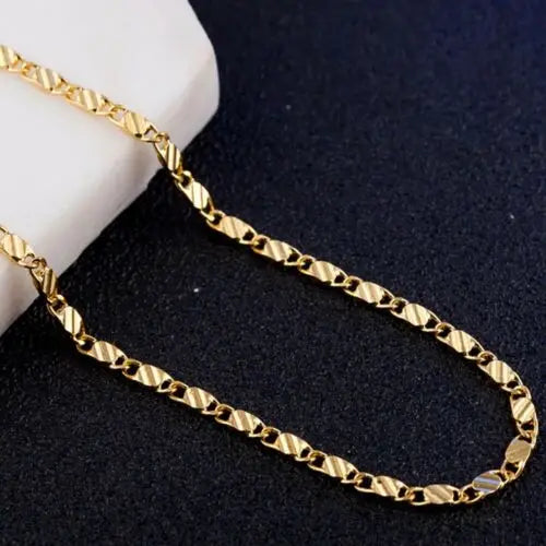 luxury 925 Sterling Silver 18K Gold 2MM flat Clavicle chains Necklaces for Men Women wedding Jewelry Christmas gifts 40-75cm