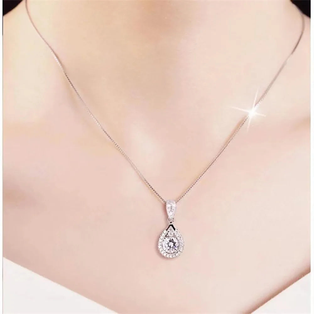 Serenity Real D Color 5ct Big Moissanite Necklace For Women Gift S925 Sterling Silver Water Drop Pendant Necklace Fine Jewelry