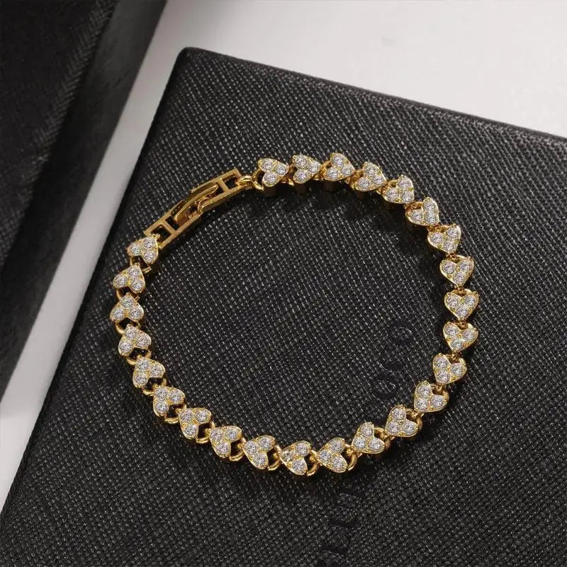 Luxury Roman Crystal Geometric Chain Bracelets For Women Trendy Goth Full Rhinestone Charm Bangles Wed Jewelry Accessories